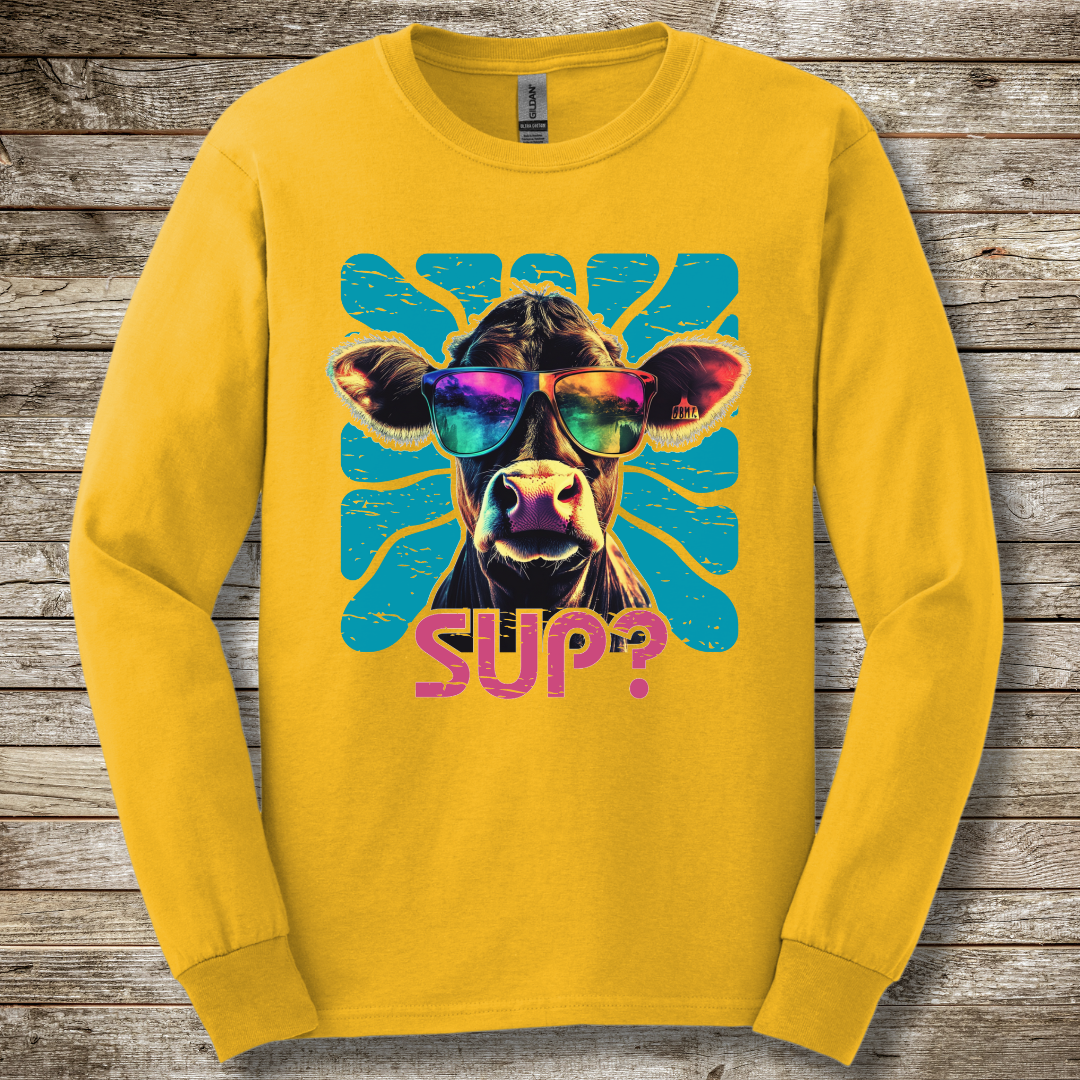 Cow Sup? Long Sleeve Tee | Farmer T-Shirts Funny