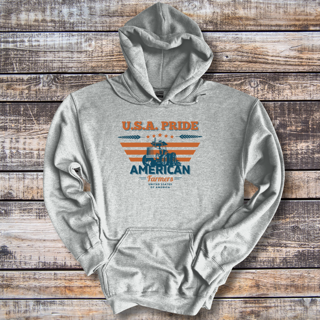 USA Pride American Farmers Long-Sleeve Hoodie | Farmer Gift