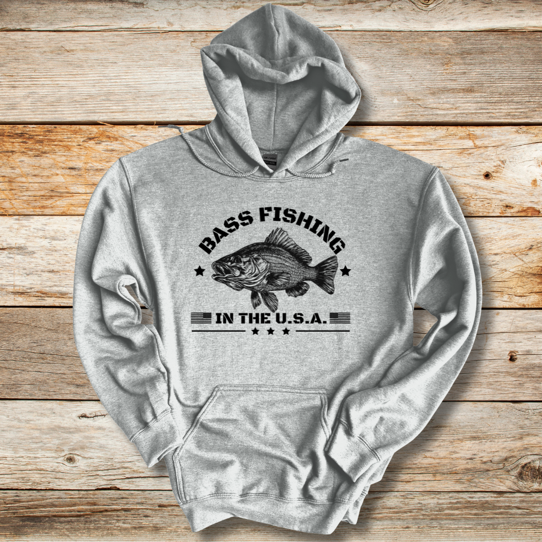 Bass Fishing in the USA Long-Sleeve Hoodie | Gifts for Anglers