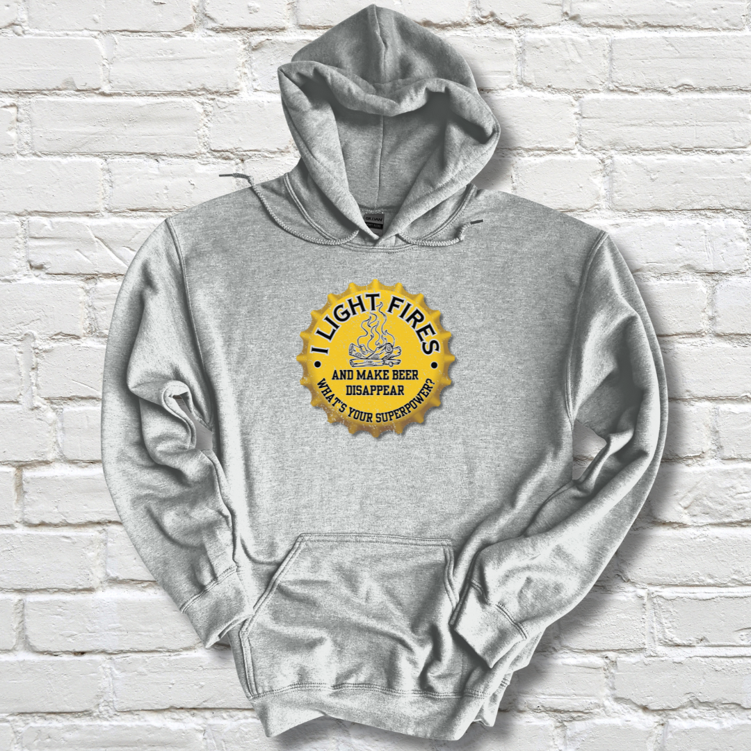 I Light Fires and Make Beer Disappear Long-Sleeve Hoodie | Campfire Beers