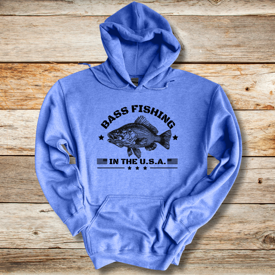 Bass Fishing in the USA Long-Sleeve Hoodie | Gifts for Anglers