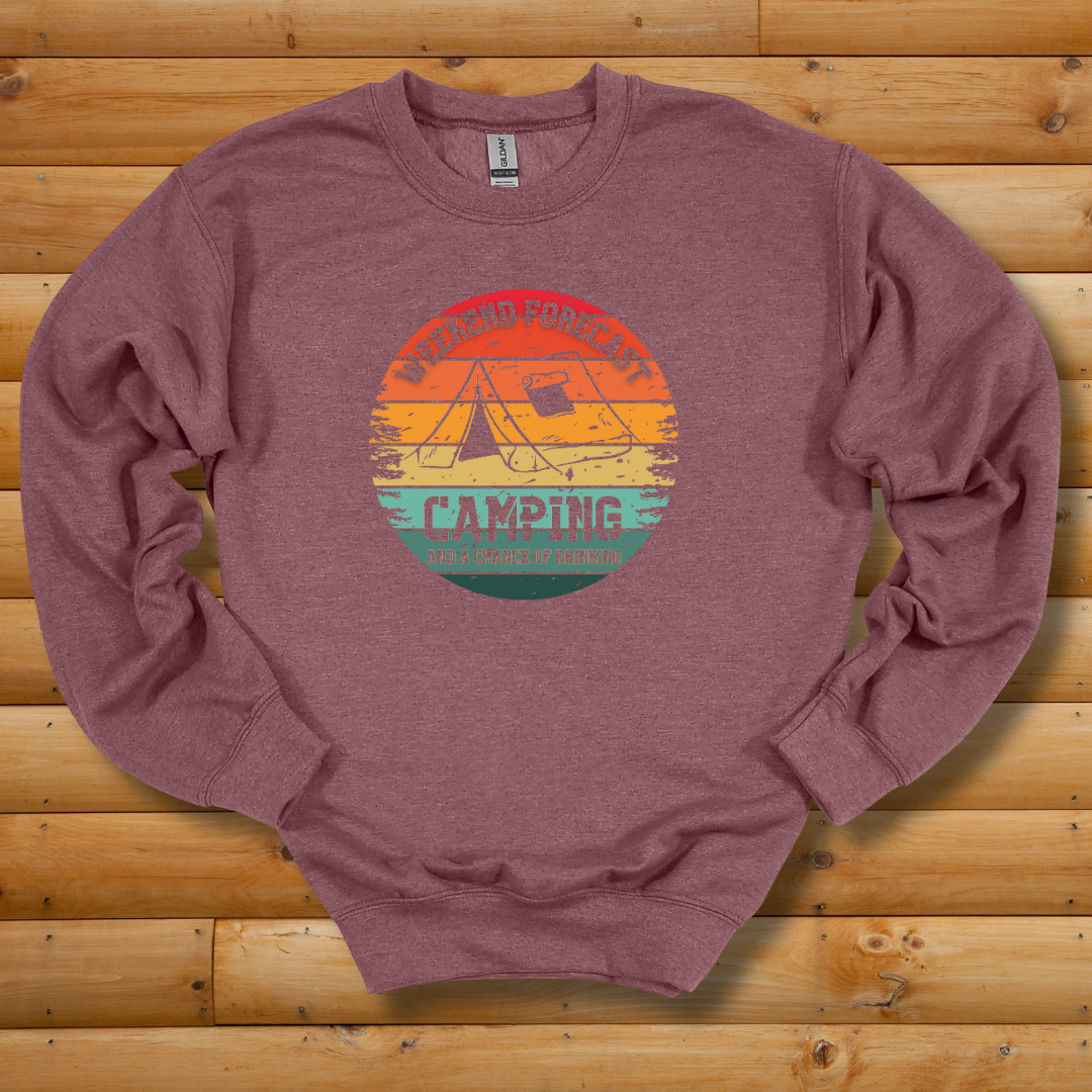 Weekend Forecast Camping and Drinking Sweatshirt | Campfire Beers