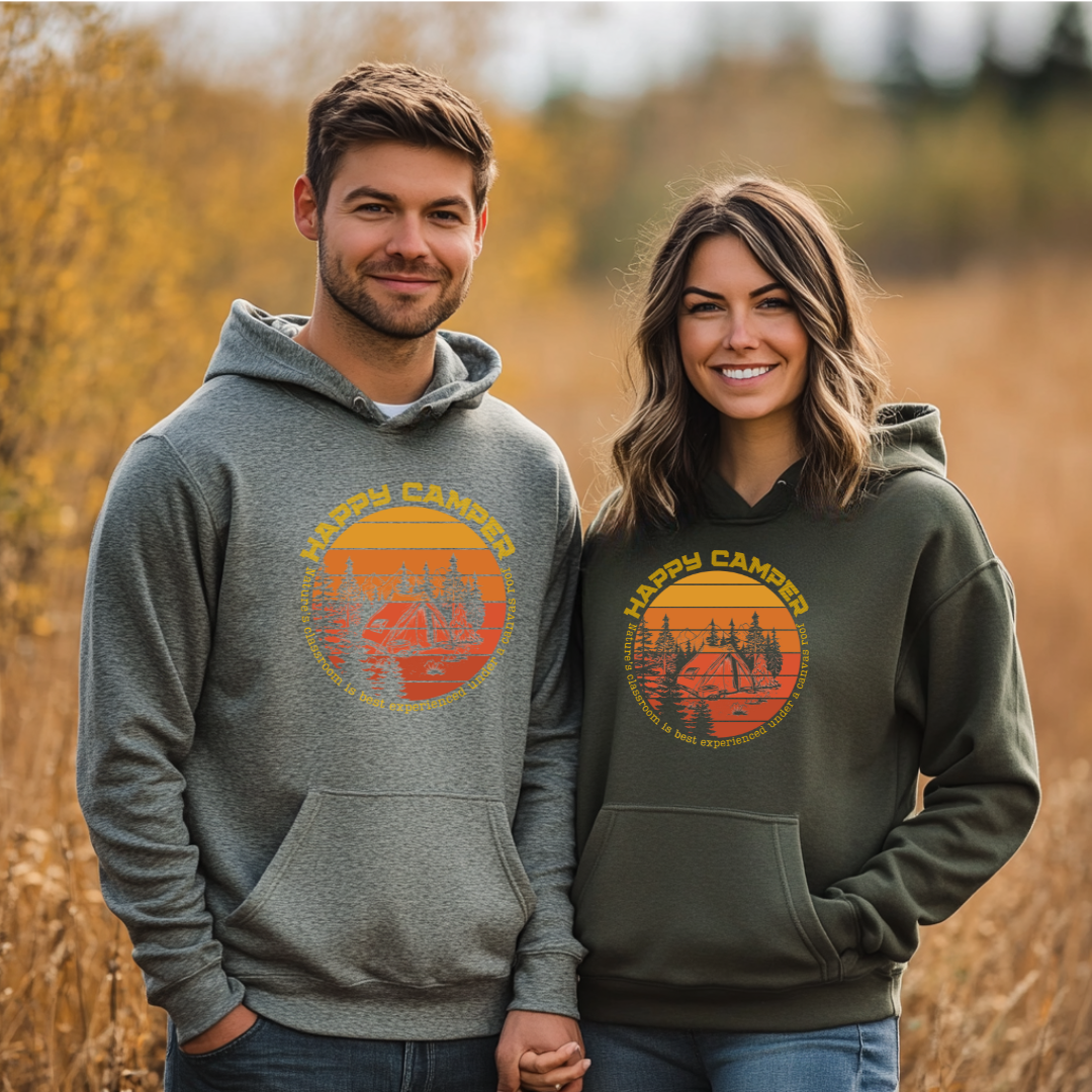 Happy Camper Long-Sleeve Hoodie | Camping Gift Ideas