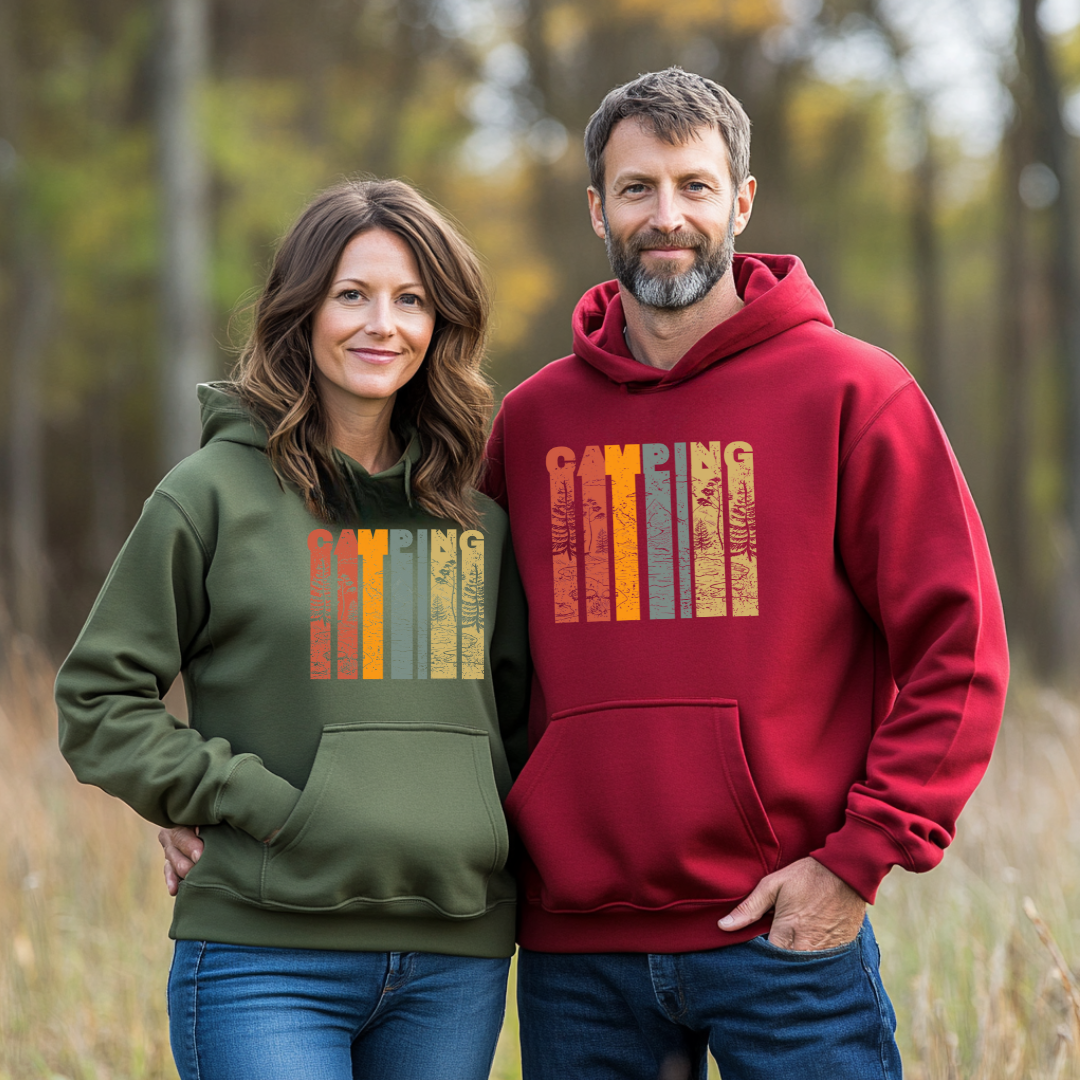Camping Grunge Long-Sleeve Hoodie | Camping Gift Ideas