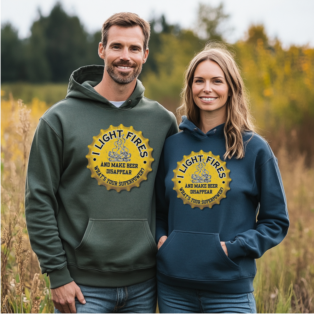I Light Fires and Make Beer Disappear Long-Sleeve Hoodie | Campfire Beers