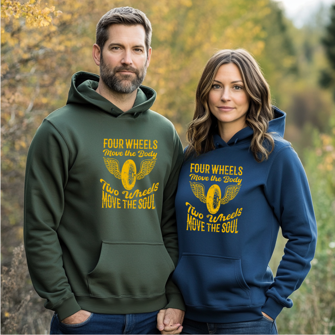 Two Wheels Moves the Soul Long-Sleeve Hoodie | Biker Gift