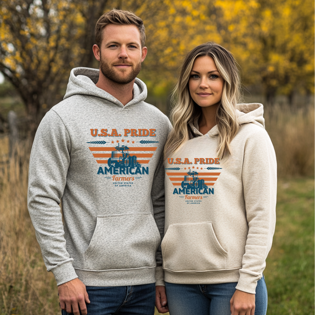 USA Pride American Farmers Long-Sleeve Hoodie | Farmer Gift