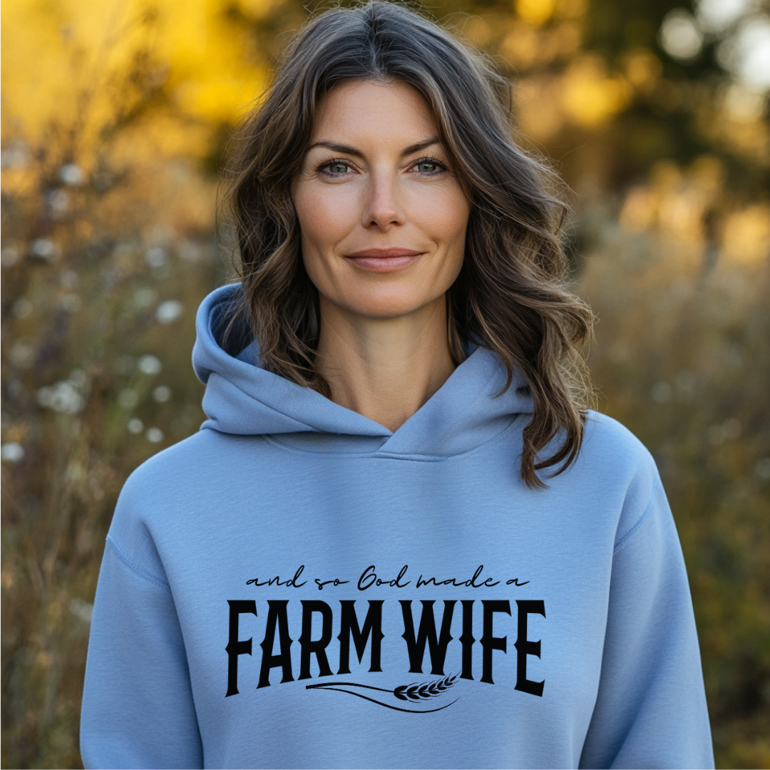 And So God Made a Farm Wife Long-Sleeve Hoodie | Farm Wife Gift