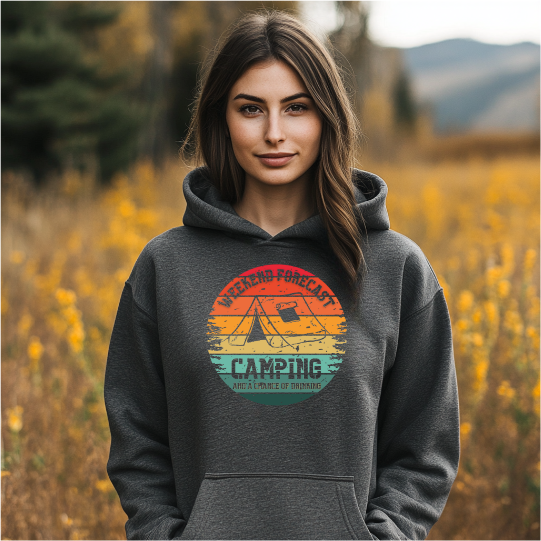 Weekend Forecast Camping and Drinking Long-Sleeve Hoodie | Camper Gift
