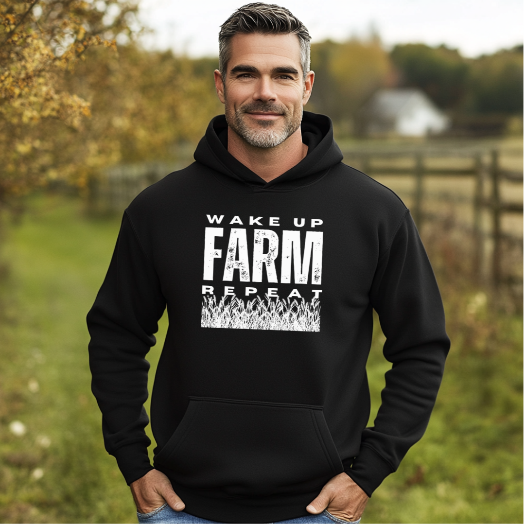 Wake Up Farm Repeat Long-Sleeve Hoodie