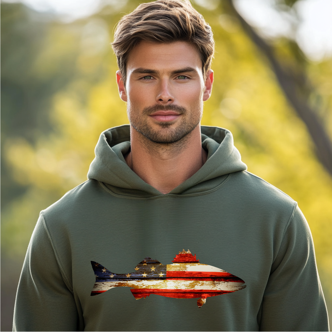 Distressed Bass Flag Long-Sleeve Hoodie