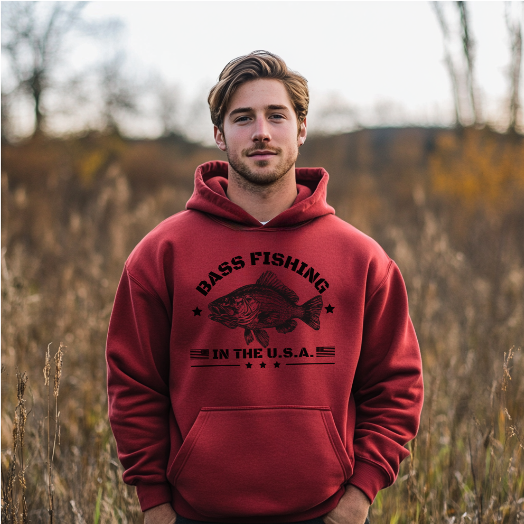 Bass Fishing in the USA Long-Sleeve Hoodie | Gifts for Anglers
