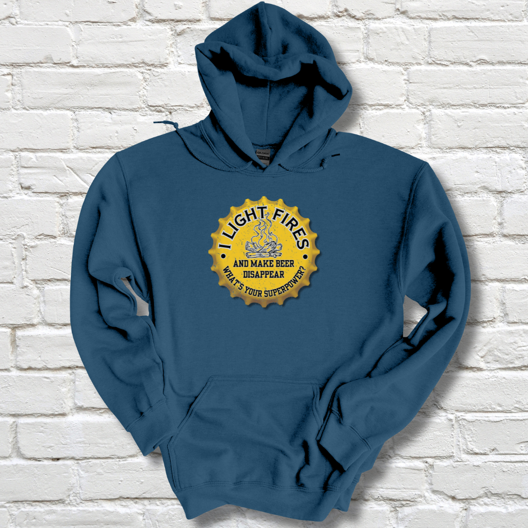 I Light Fires and Make Beer Disappear Long-Sleeve Hoodie | Campfire Beers
