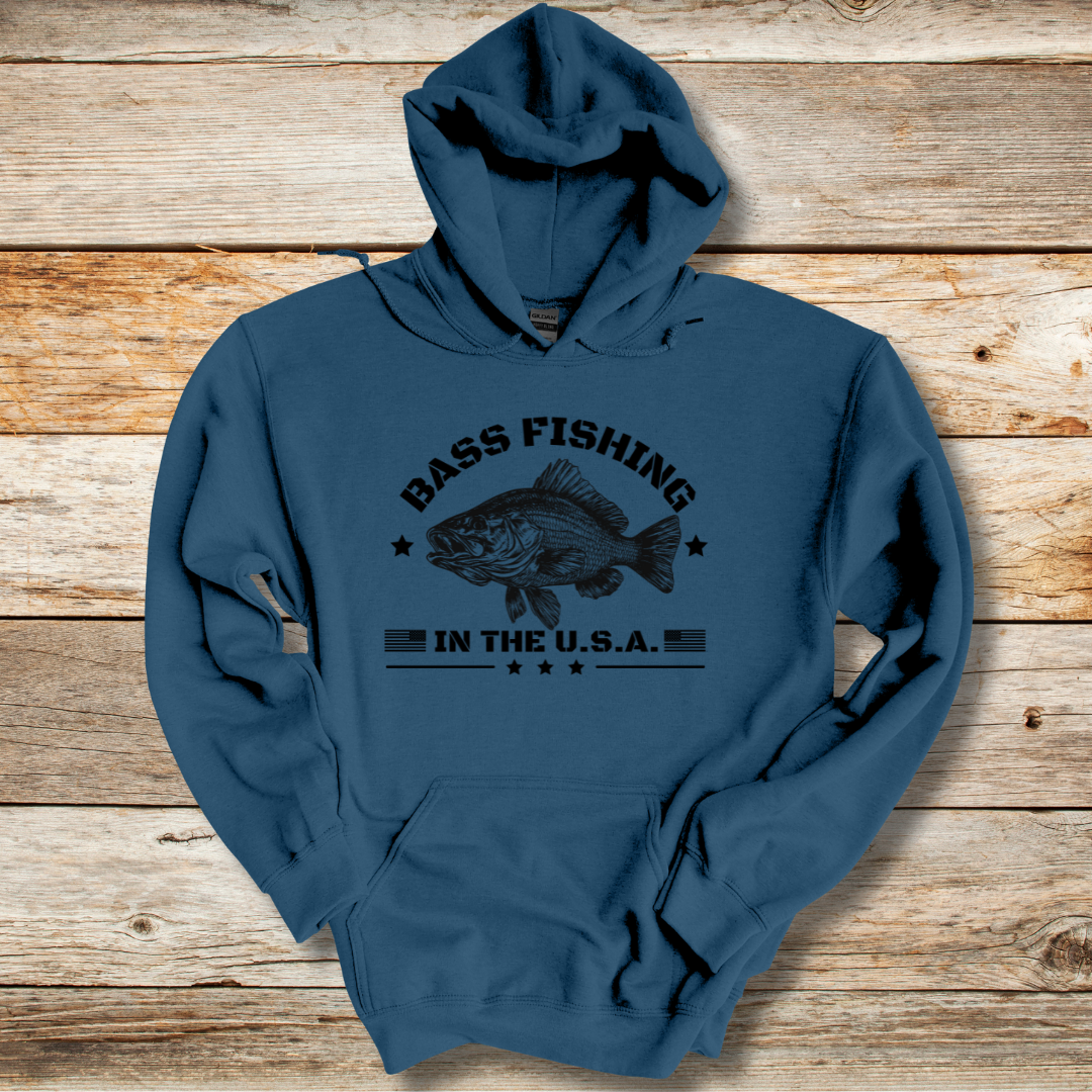 Bass Fishing in the USA Long-Sleeve Hoodie | Gifts for Anglers