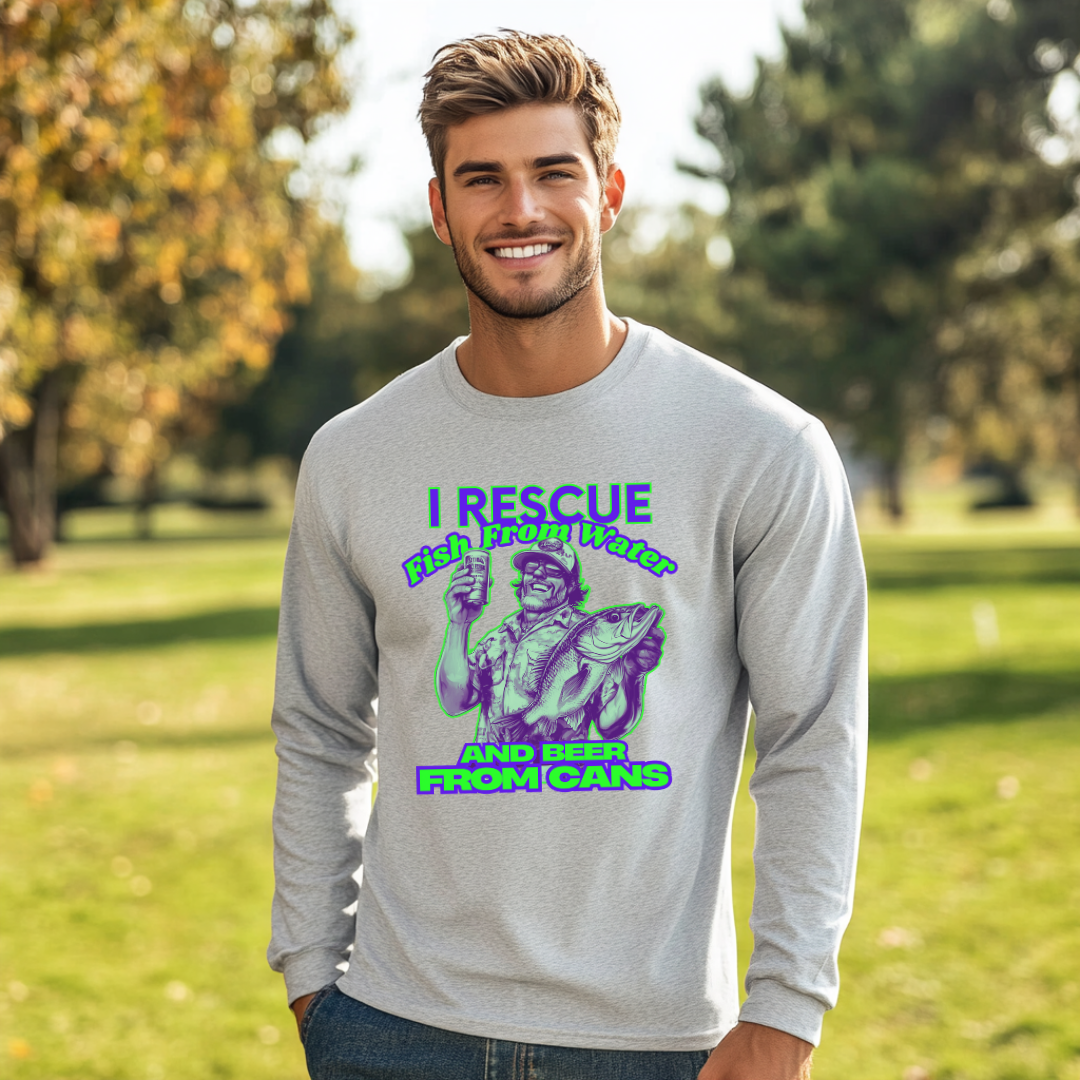 I Rescue Fish From Water Long Sleeve Tee | Funny Fishing Shirts