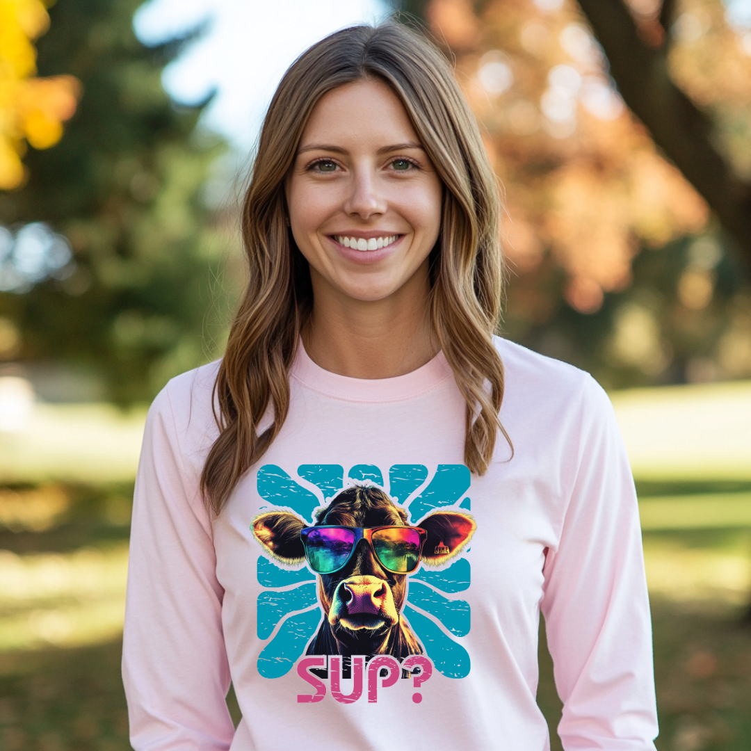 Cow Sup? Long Sleeve Tee | Farmer T-Shirts Funny