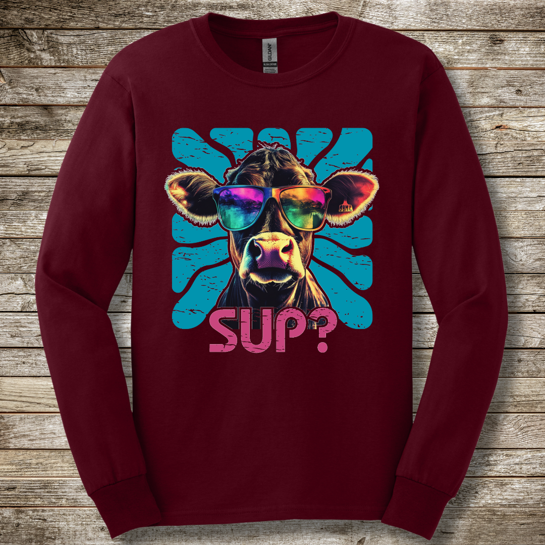 Cow Sup? Long Sleeve Tee | Farmer T-Shirts Funny