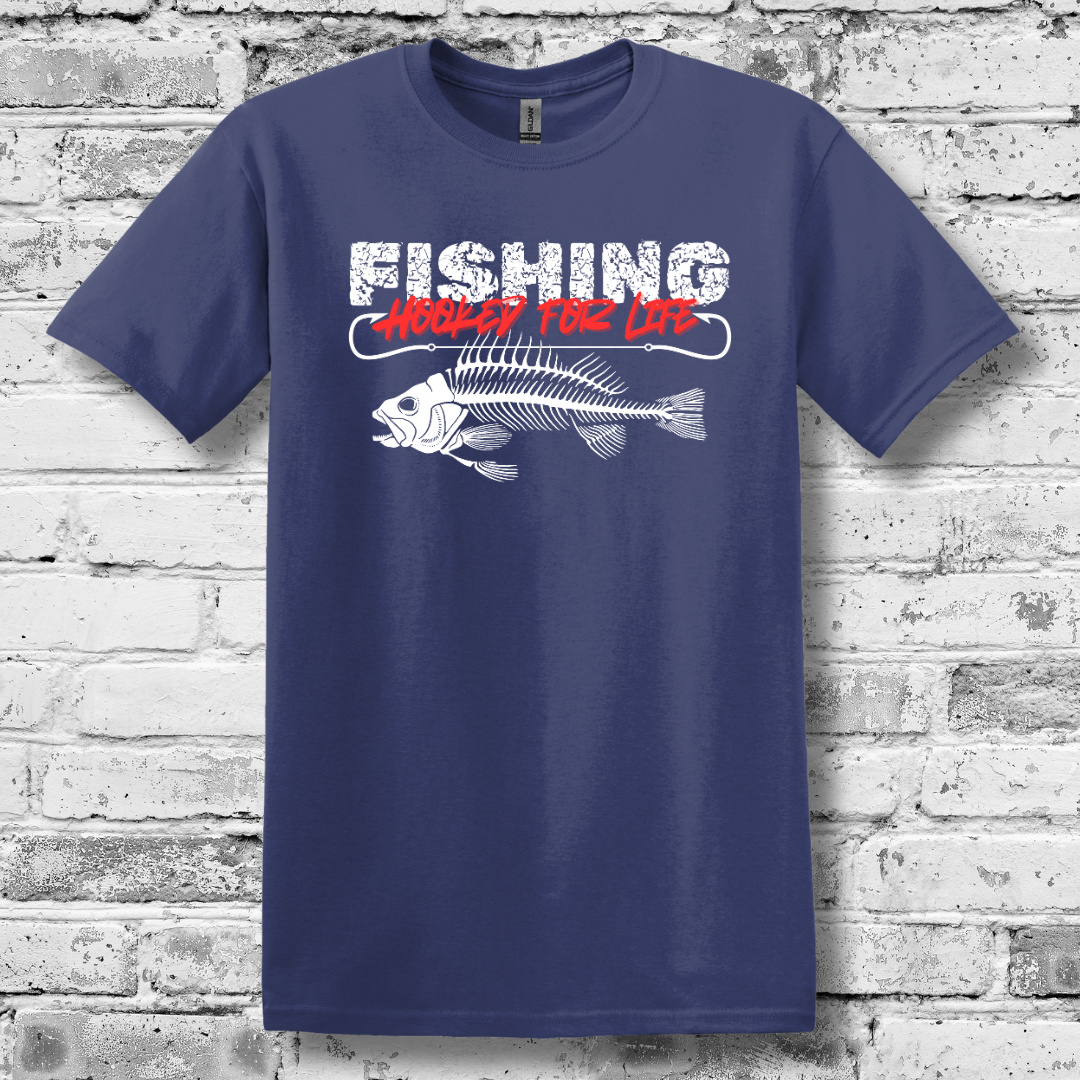 Fishing Hooked For Life T-Shirt | Fishing Gifts for Men
