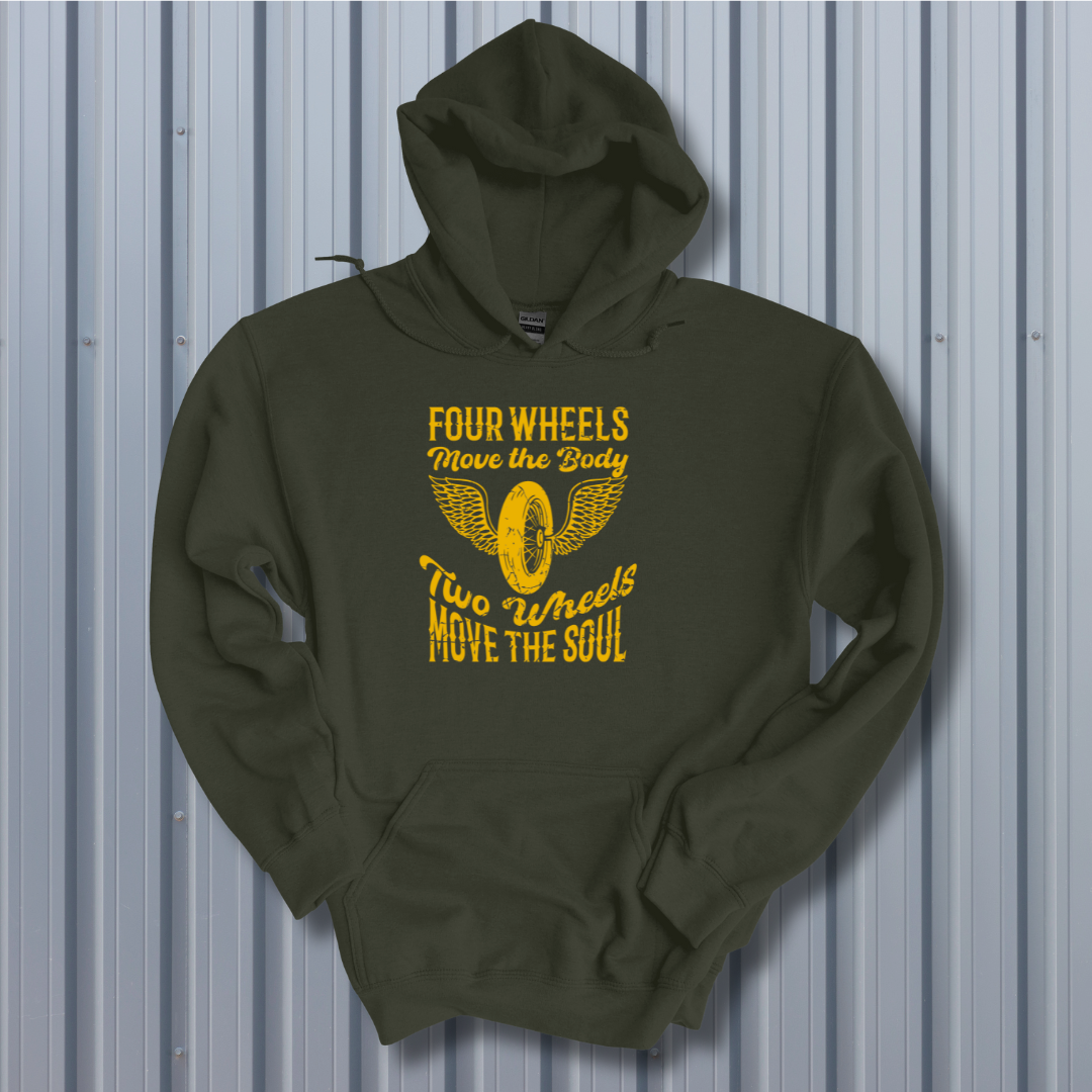 Two Wheels Moves the Soul Long-Sleeve Hoodie | Biker Gift
