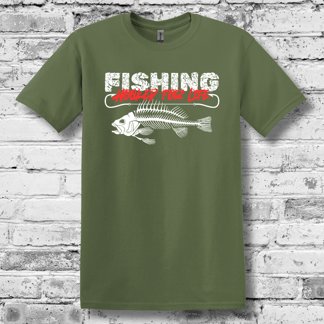 Fishing Hooked For Life T-Shirt | Fishing Gifts for Men