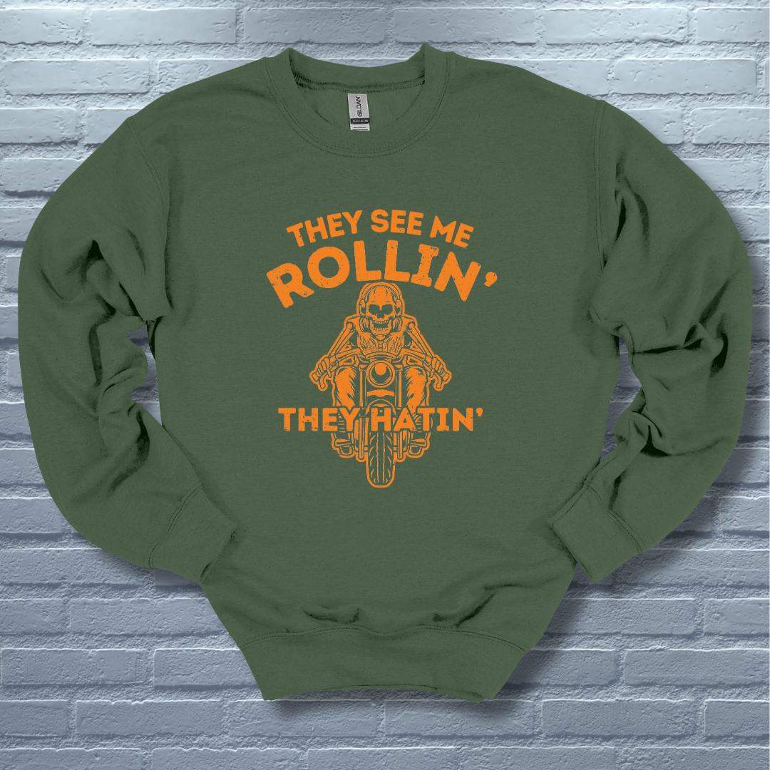 They See Me Rollin They Hatin Motorcycle Sweatshirt | Biker Gift