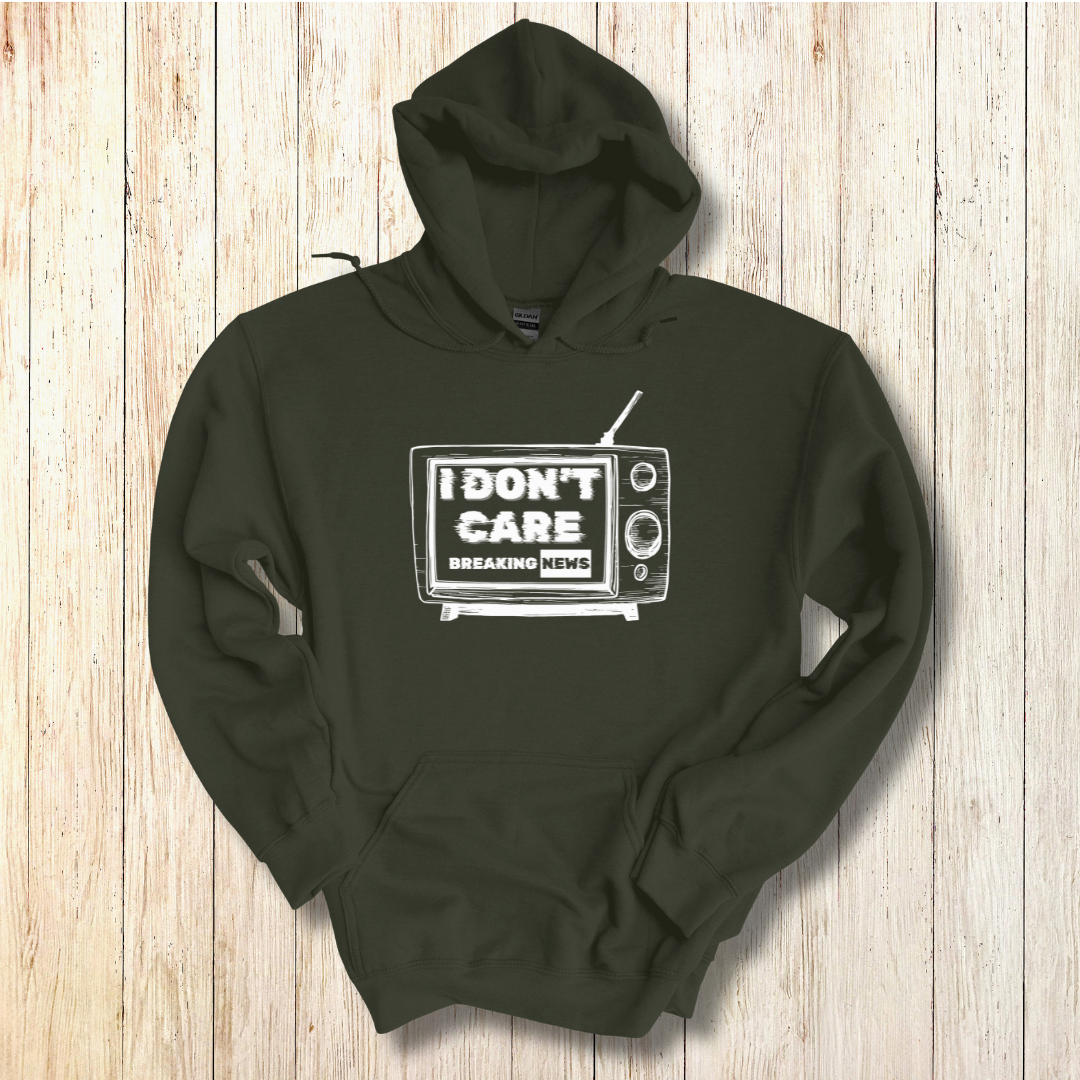Breaking News, I Don't Care Long-Sleeve Hoodie | Funny Shirts
