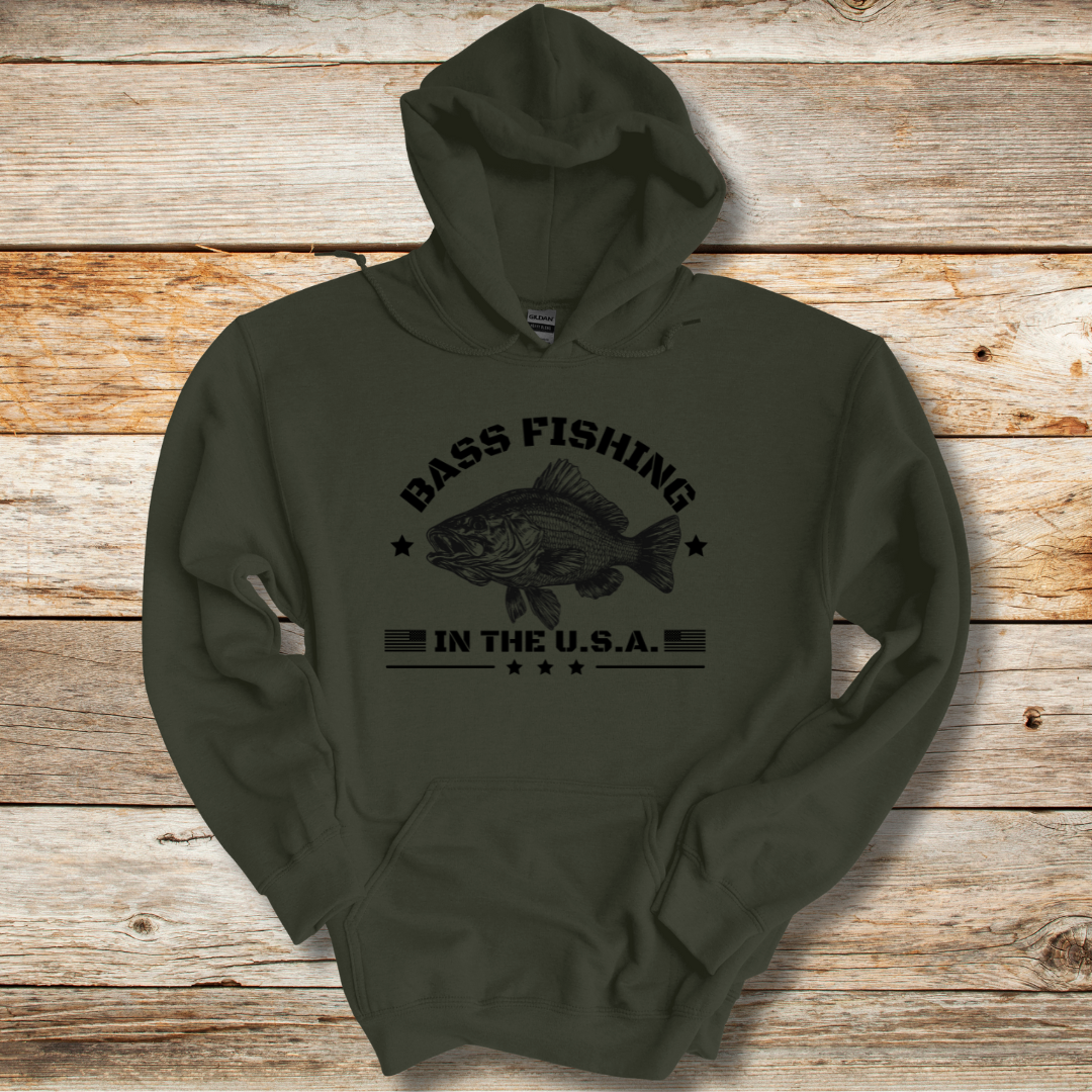 Bass Fishing in the USA Long-Sleeve Hoodie | Gifts for Anglers