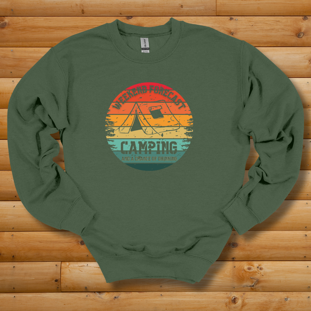 Weekend Forecast Camping and Drinking Sweatshirt | Campfire Beers