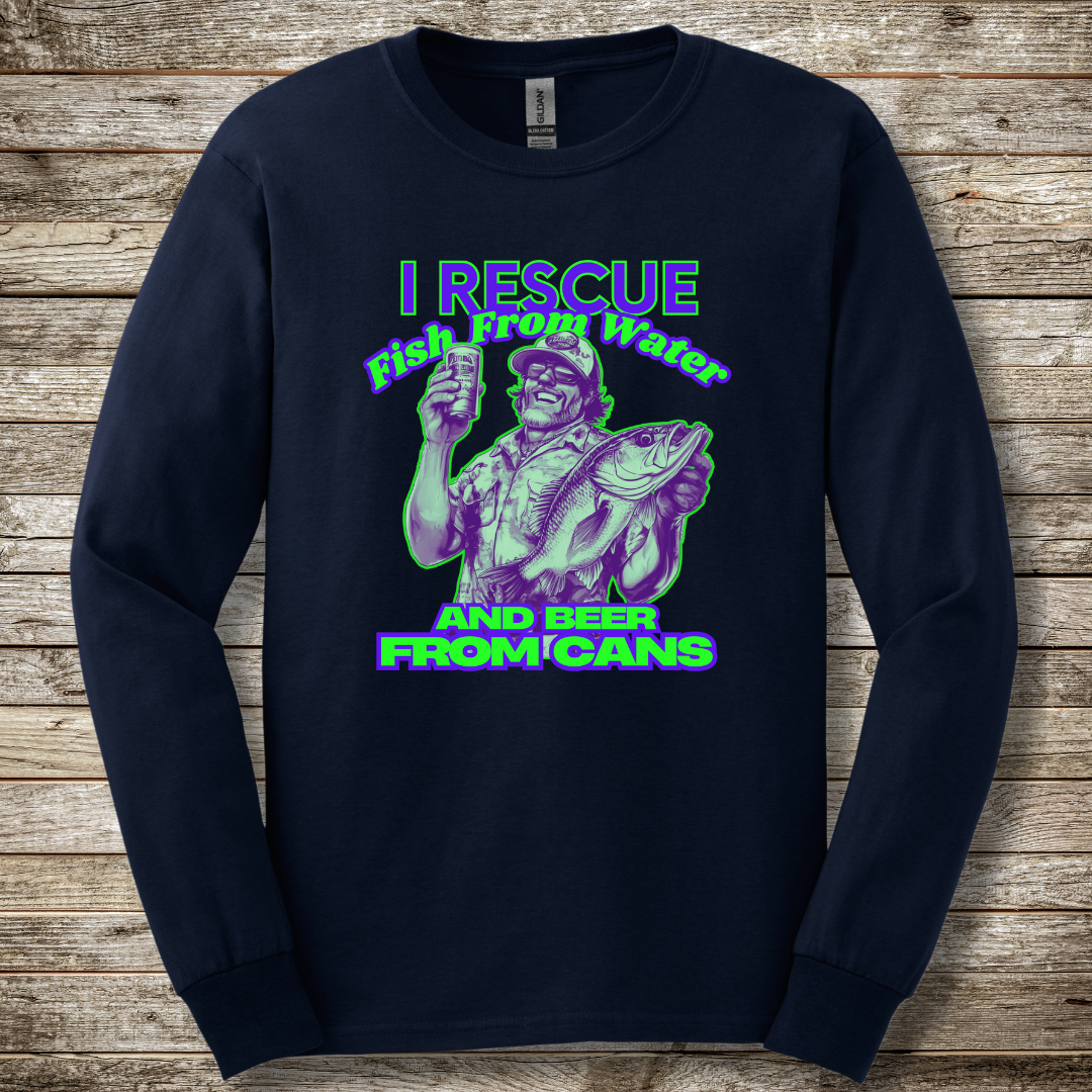 I Rescue Fish From Water Long Sleeve Tee | Funny Fishing Shirts