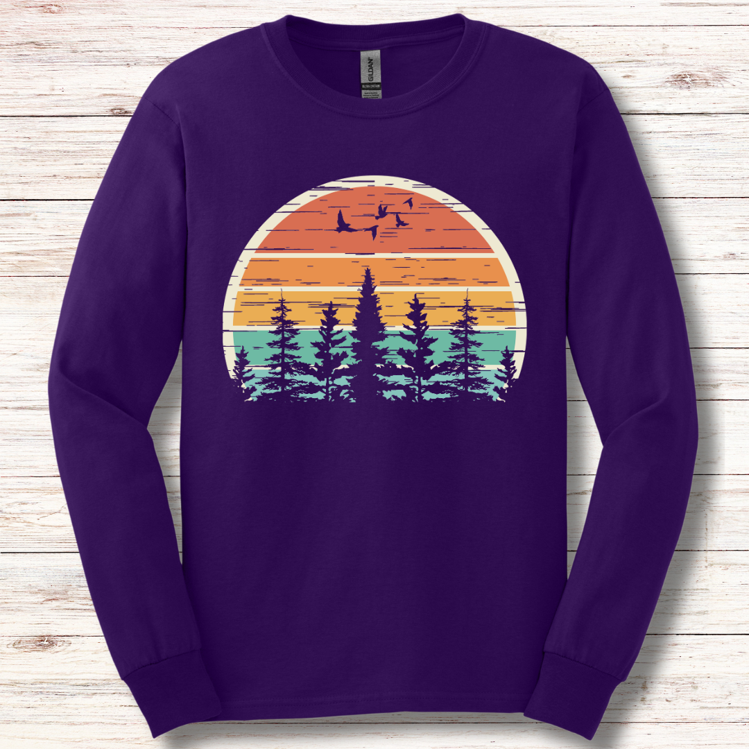 Nature Retro Vibe Long Sleeve Tee | Camping Gift Ideas