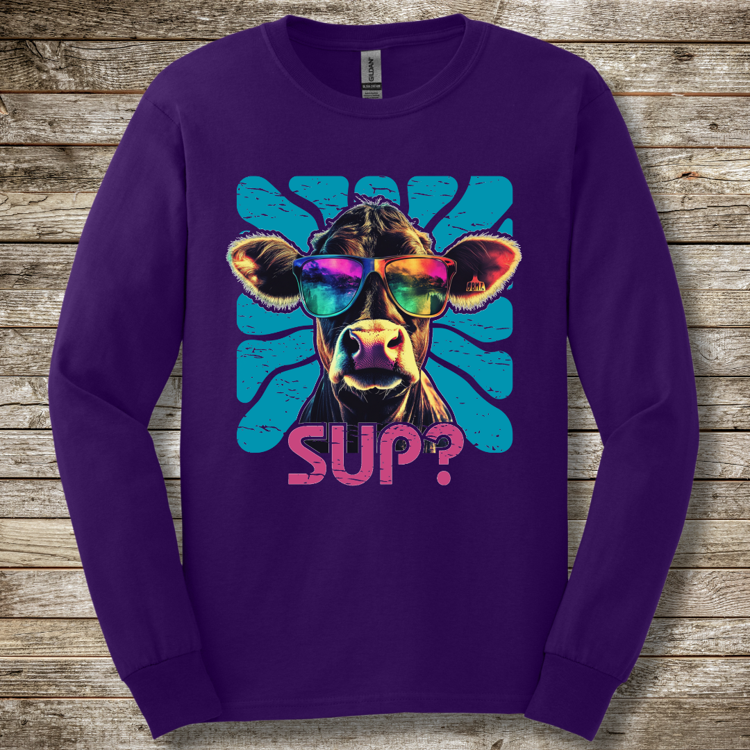Cow Sup? Long Sleeve Tee | Farmer T-Shirts Funny