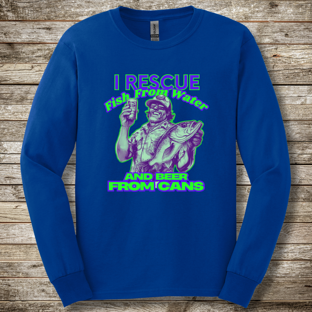 I Rescue Fish From Water Long Sleeve Tee | Funny Fishing Shirts