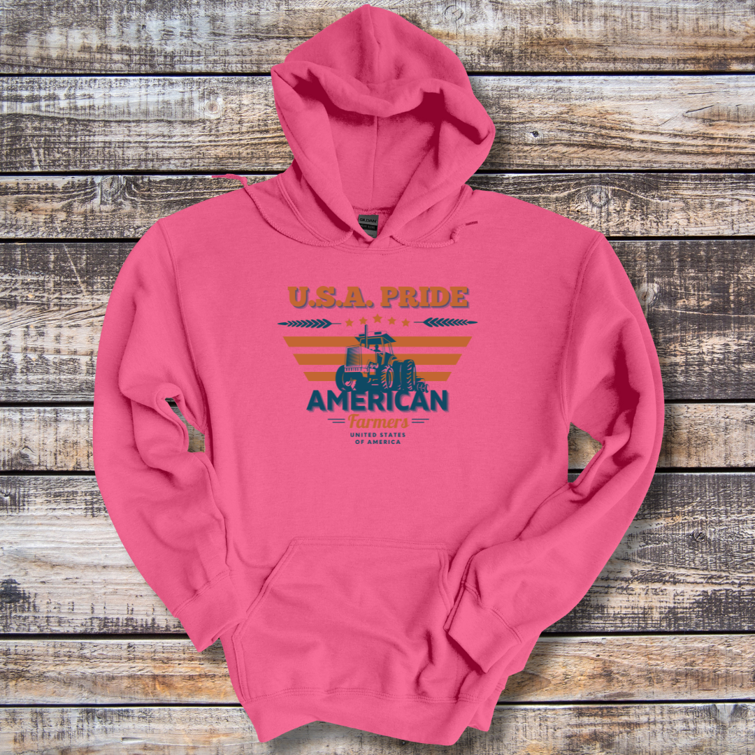 USA Pride American Farmers Long-Sleeve Hoodie | Farmer Gift