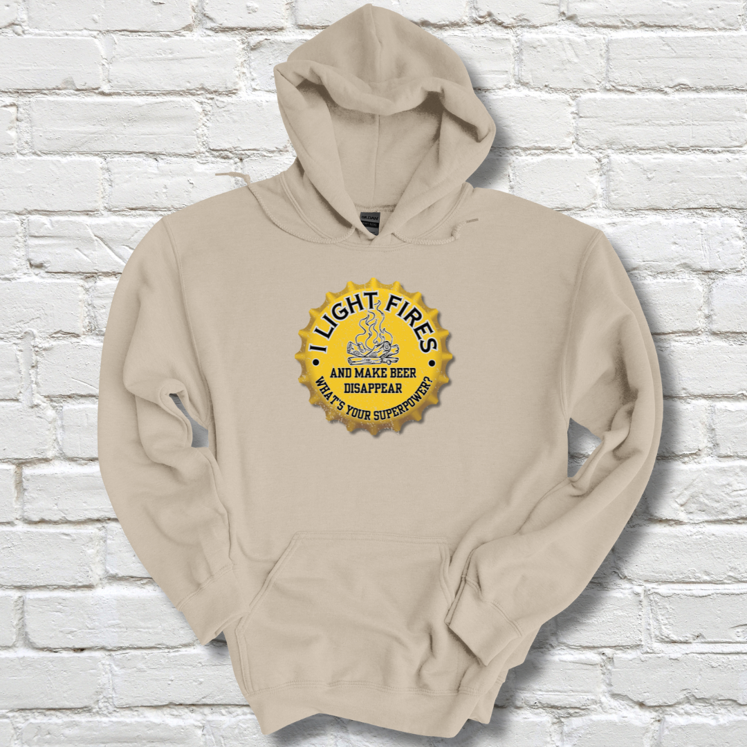 I Light Fires and Make Beer Disappear Long-Sleeve Hoodie | Campfire Beers