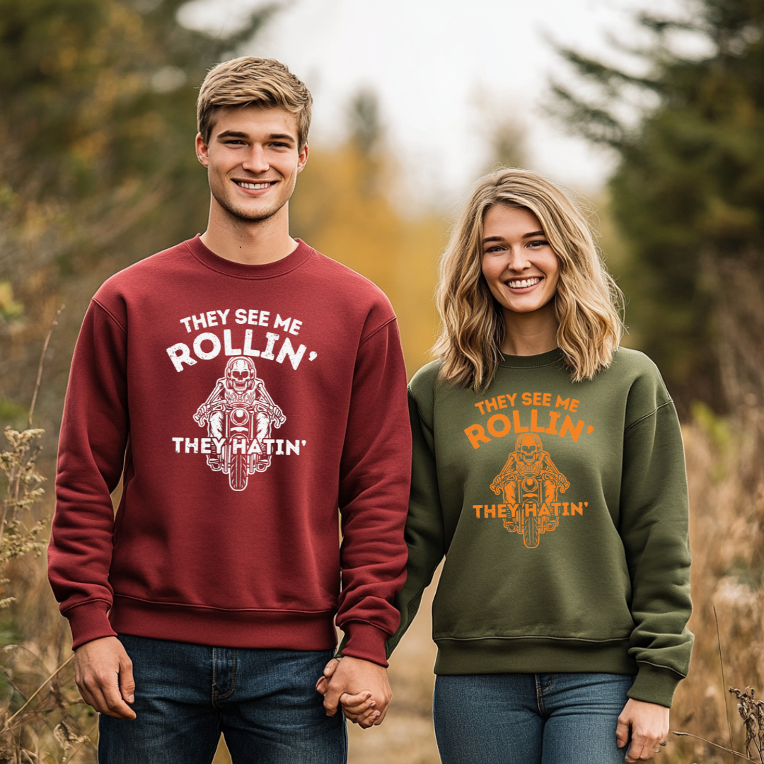 They See Me Rollin They Hatin Motorcycle Sweatshirt | Biker Gift