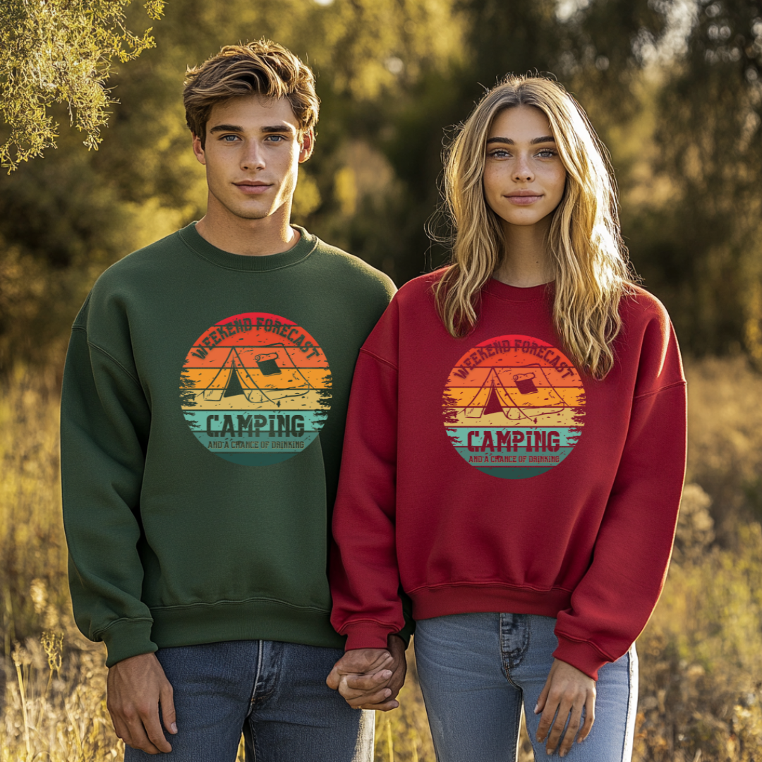 Weekend Forecast Camping and Drinking Sweatshirt | Campfire Beers