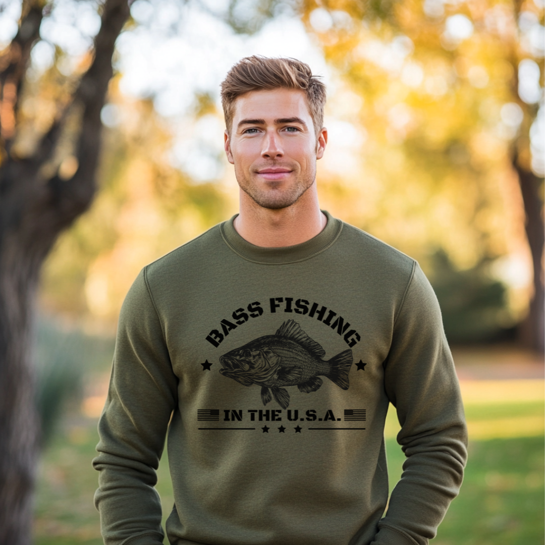 Bass Fishing in the USA Sweatshirt | Gifts for Anglers