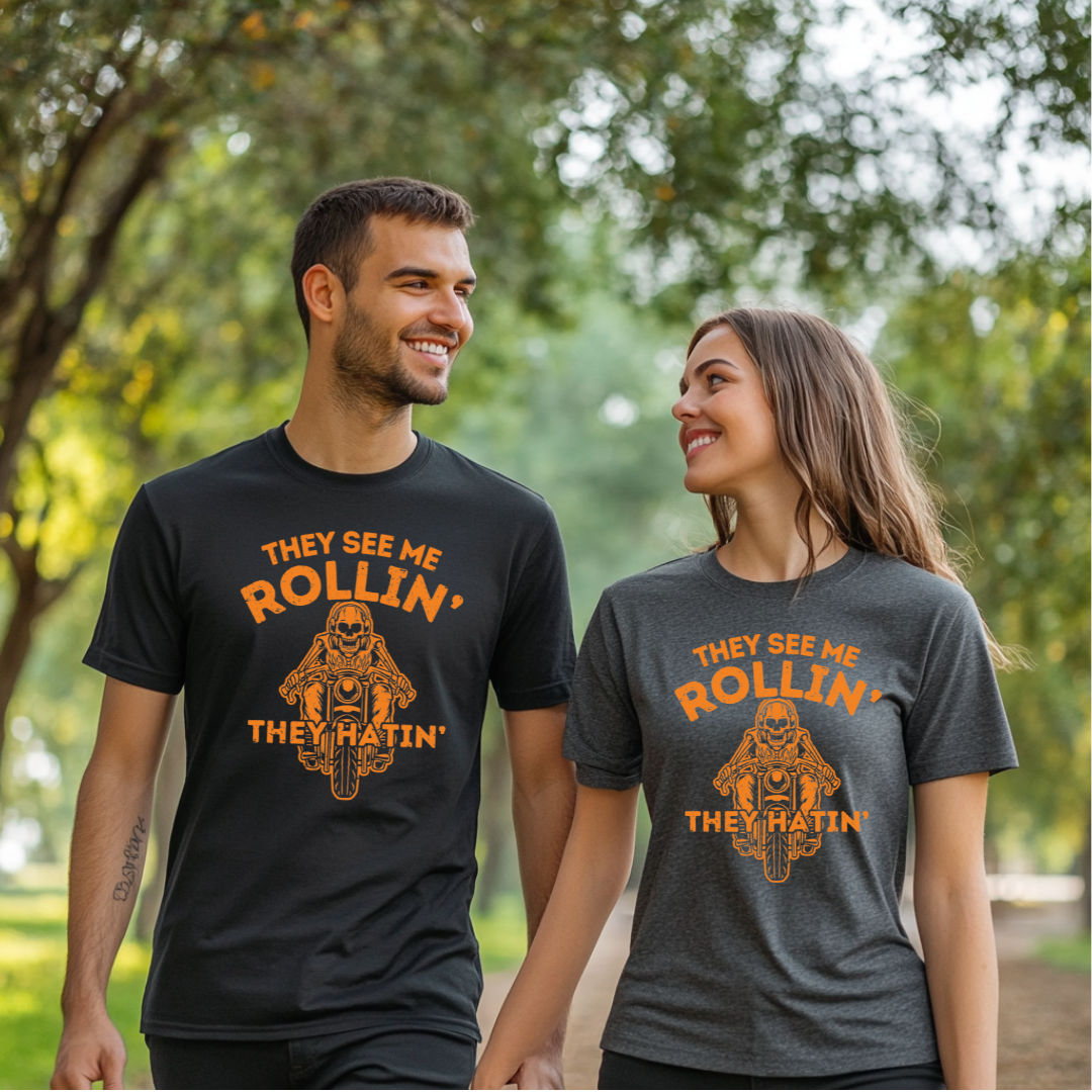 They See Me Rollin They Hatin Motorcycle T-Shirt | Biker Gift