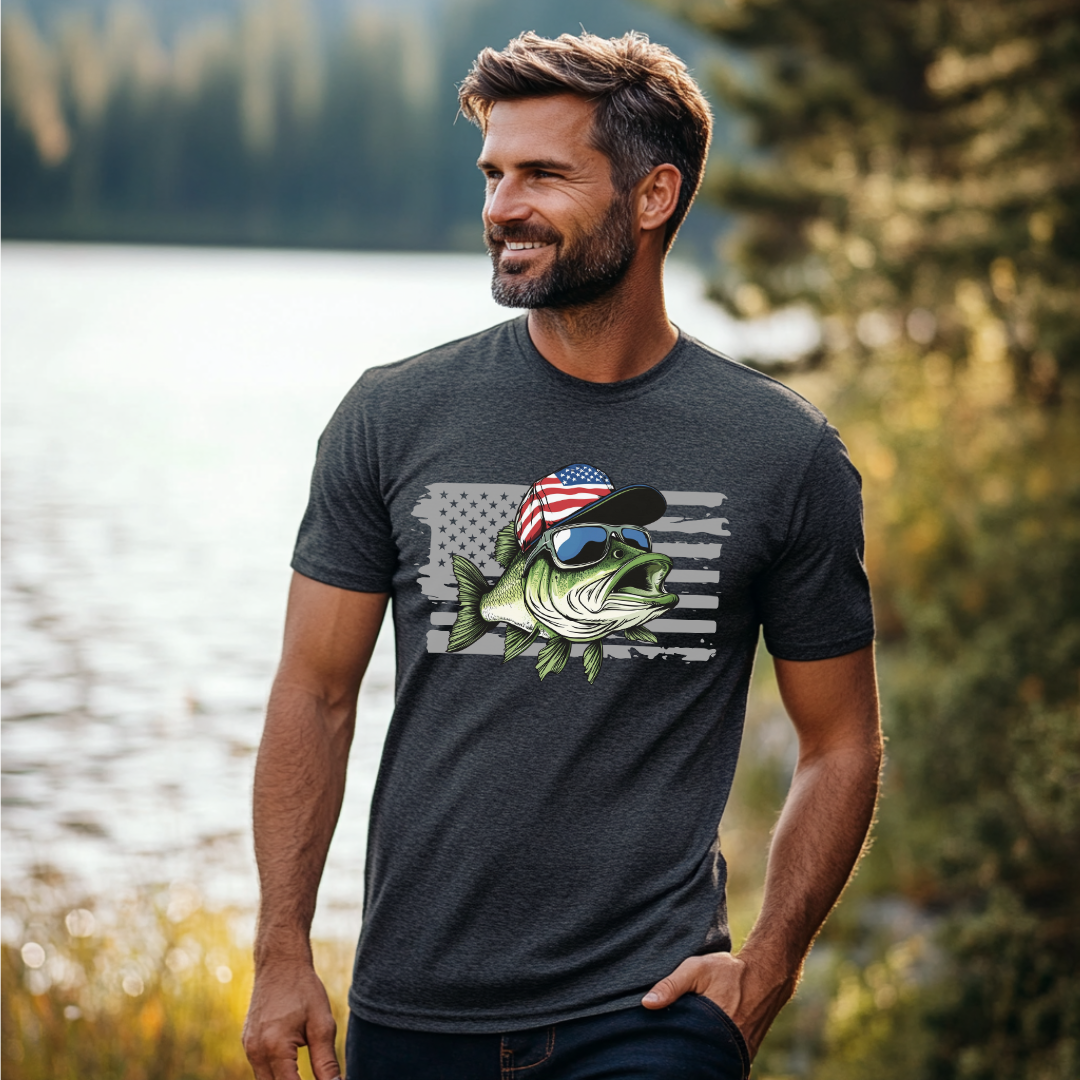 Patriotic Bass T-Shirt | Fishing T-Shirts