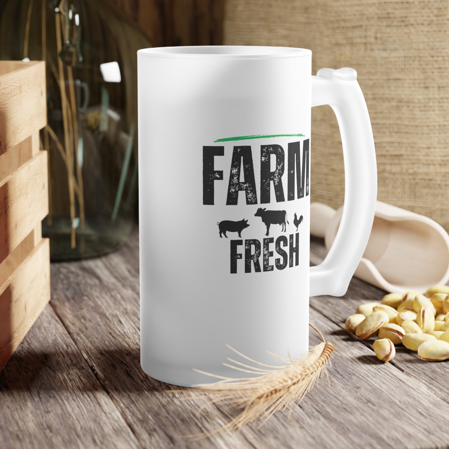 Frosted Glass Beer Mug - Farm Fresh