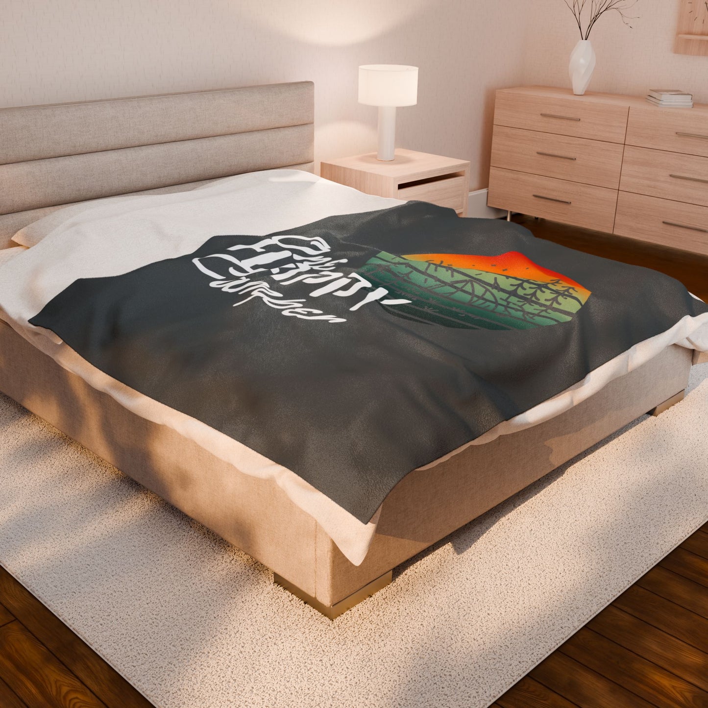 Velveteen Plush Blanket - One Happy Camper