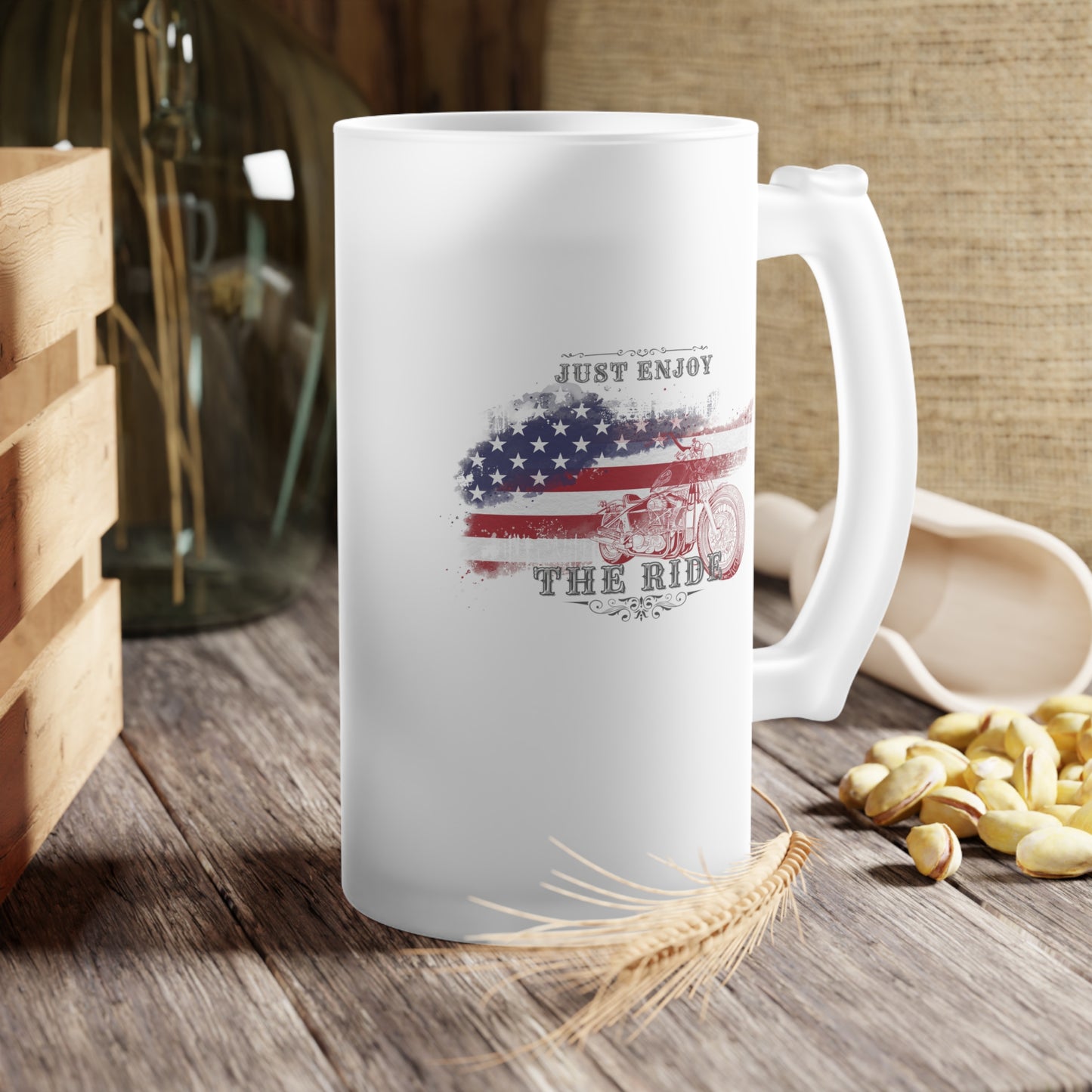 Frosted Glass Beer Mug - Just Enjoy the Ride