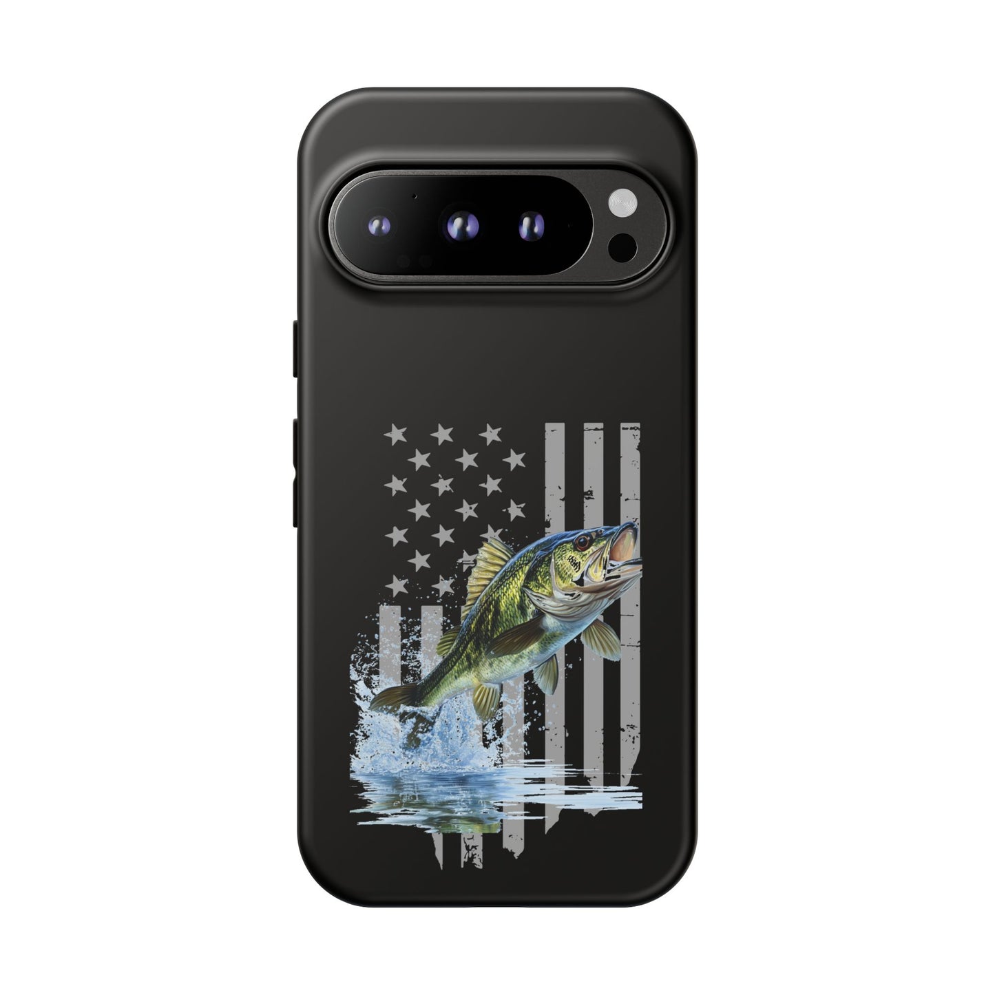 Cell Phone Case | Largemouth Bass with Distressed Flag | For iPhone, Samsung Galaxy, and Google Pixel