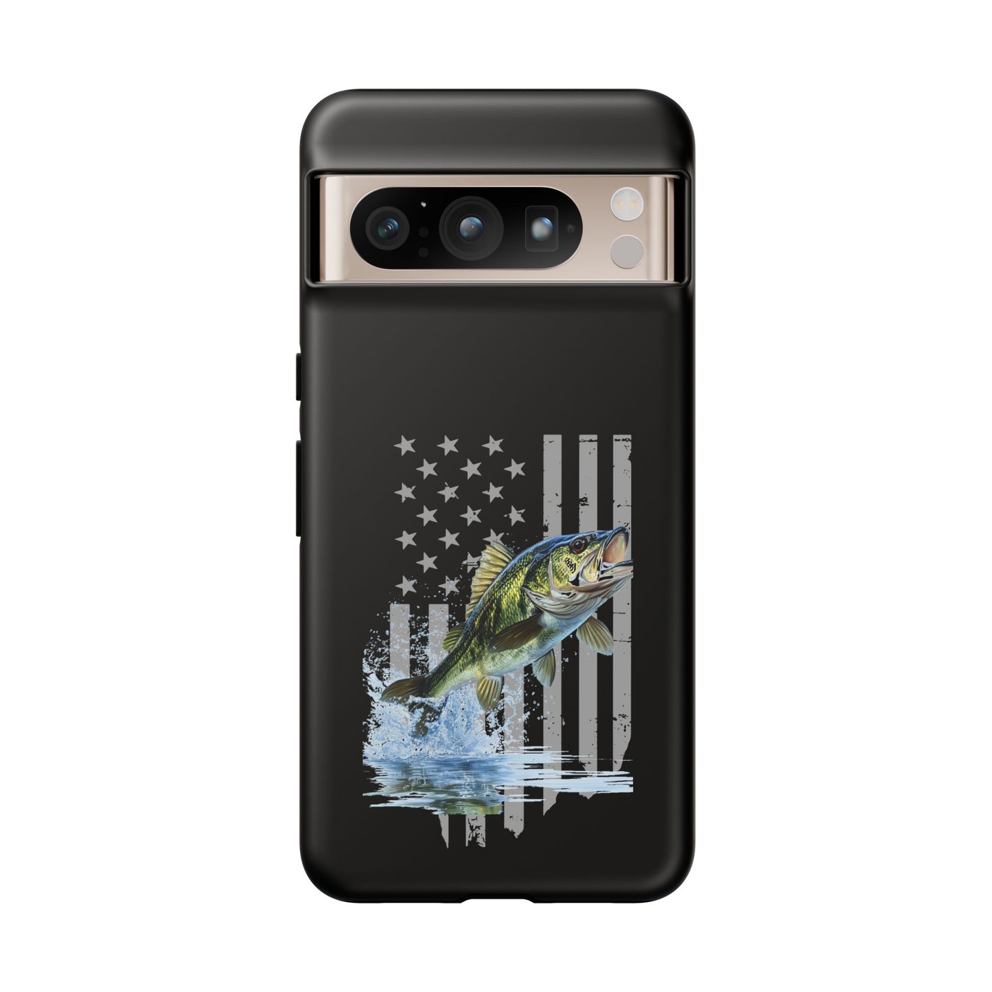 Cell Phone Case | Largemouth Bass with Distressed Flag | For iPhone, Samsung Galaxy, and Google Pixel