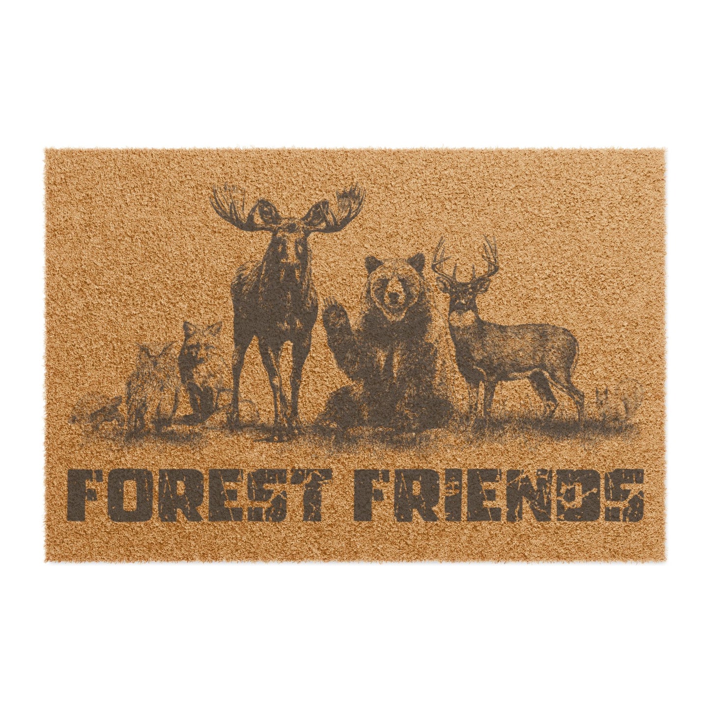 Forest Friends Coir Doormat | Rustic Outdoor Welcome Mat