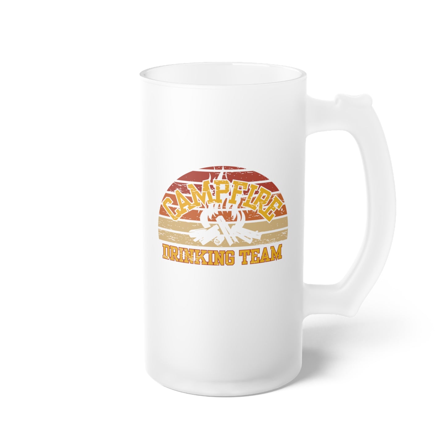 Frosted Glass Beer Mug - Campfire Drinking Team