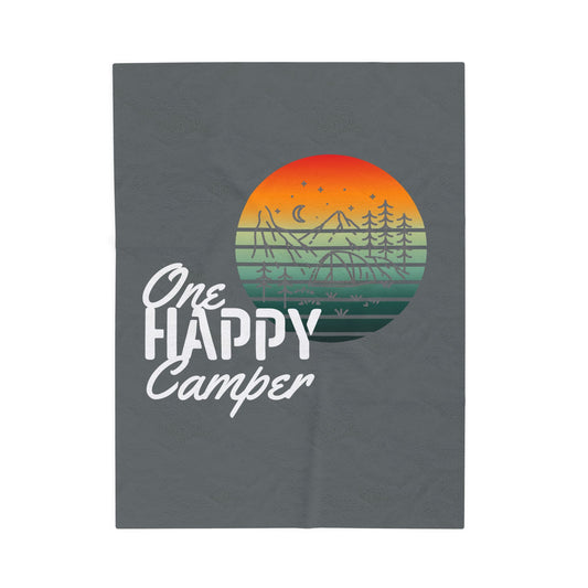 Velveteen Plush Blanket - One Happy Camper