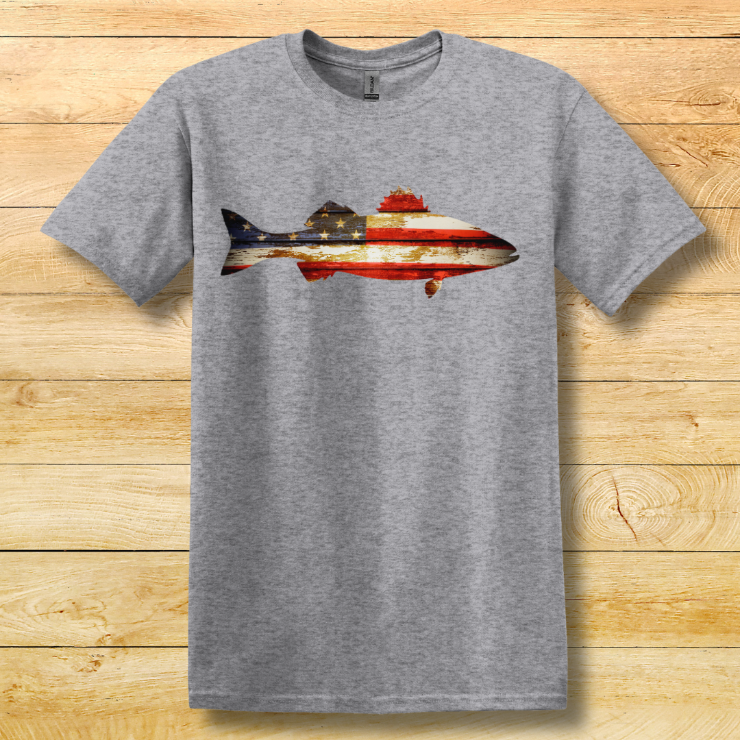 This is image of  Distressed Bass Flag T-Shirt version 1