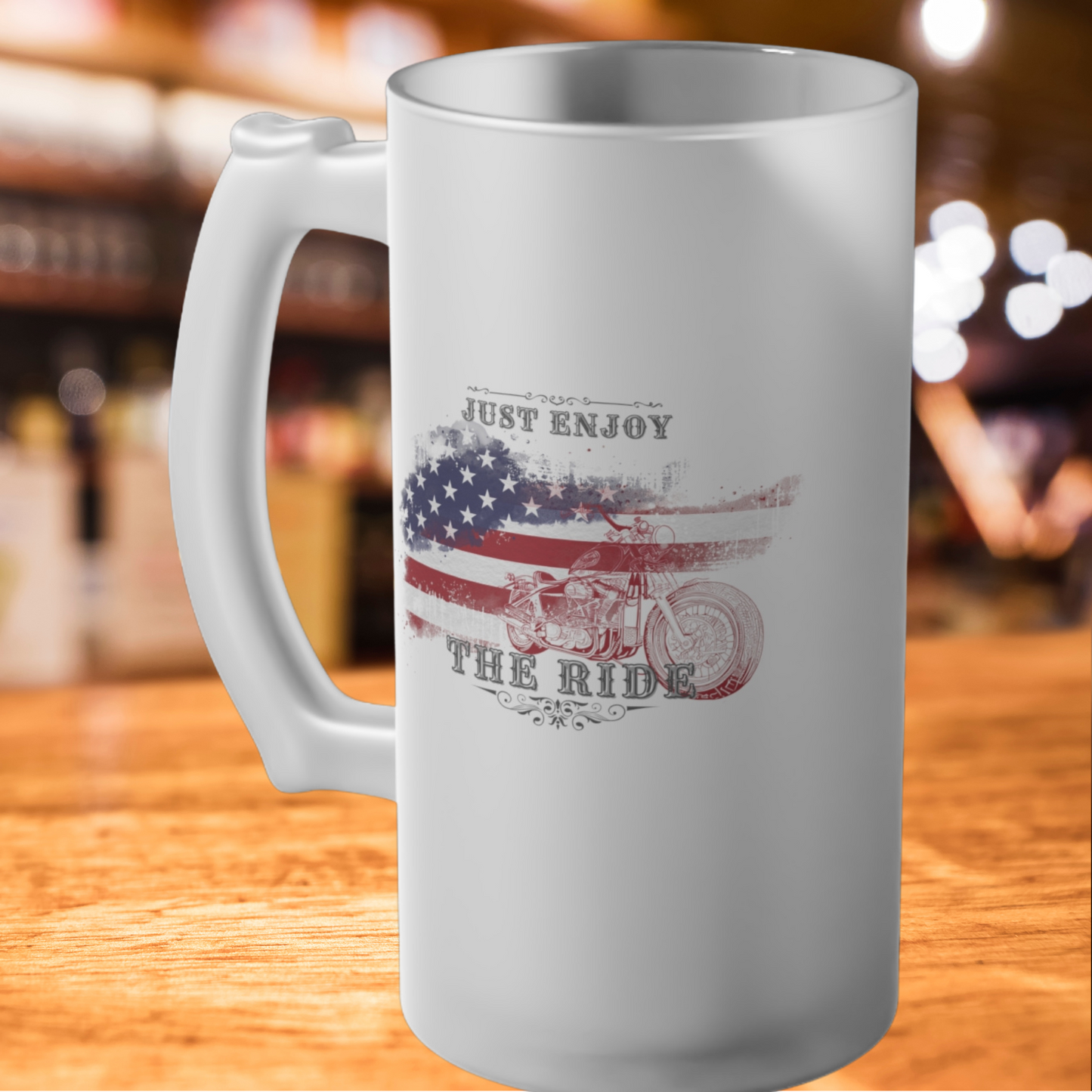 Frosted Glass Beer Mug - Just Enjoy the Ride