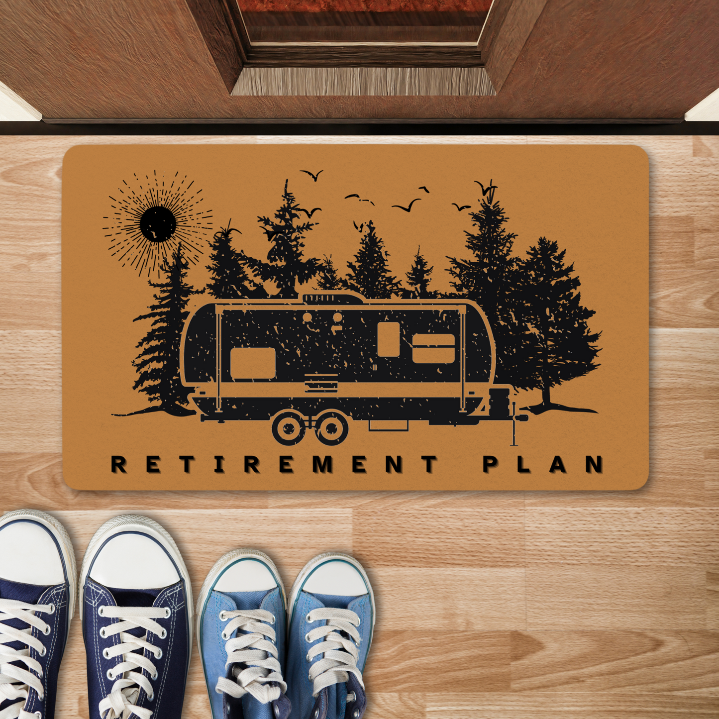RV Retirement Plan Polyester Doormat | Cozy Welcome Mat
